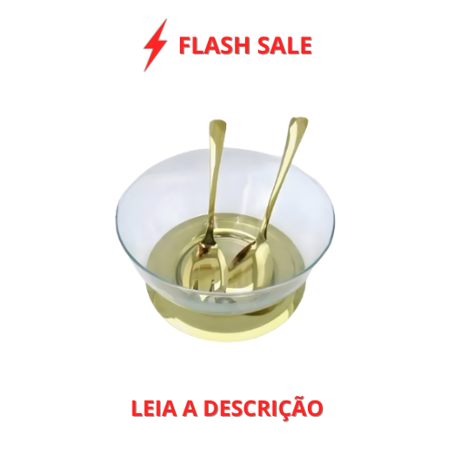 Saladeira Luxor 4 peças Dourada em Aço Inox e Vidro