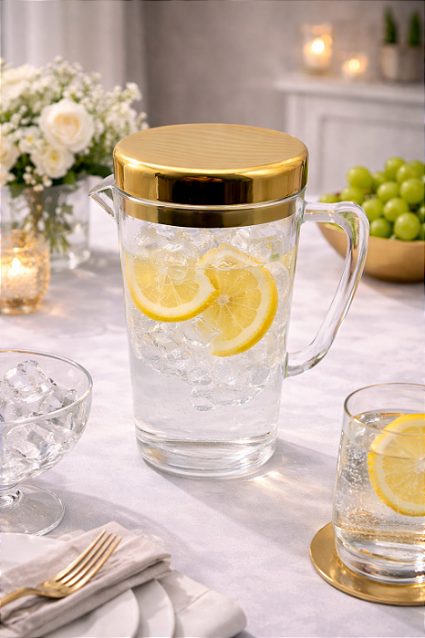 Jarra Luxor Dourada em Acrílico e Aço Inox 1,5L