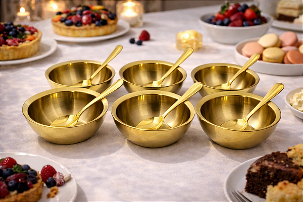 Conjunto de Sobremesa Luxor 18 peças Dourado em Aço Inox e Plástico