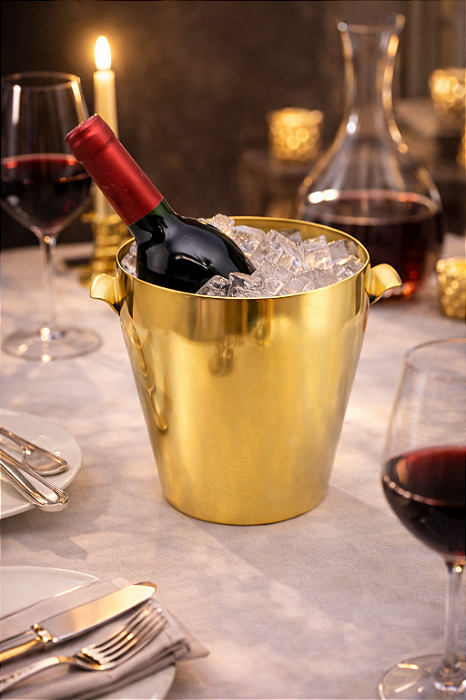 Balde para Garrafas Luxor Dourado em Aço Inox 3L