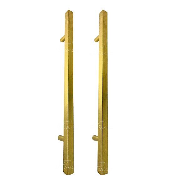 Puxador Dourado Porta Portão Social Box Inox 100cm Quadrado Fineza