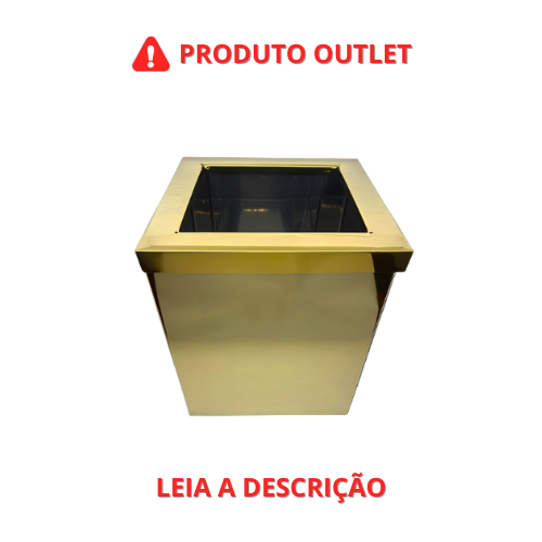 Lixeira Afrodite Quadrada Dourada em Aço Inox com Tampa Aro OUTLET