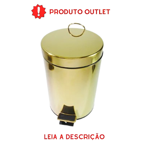 Lixeira Redonda Dourada Maia em Aço Inox com Pedal OUTLET