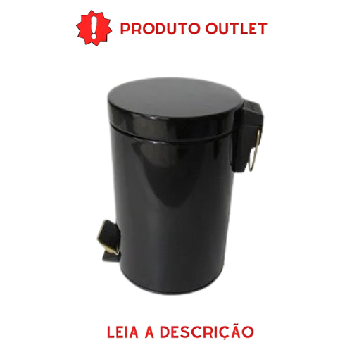 Lixeira Redonda Dourada e Preta Selene em Aço Inox com Pedal 3L OUTLET