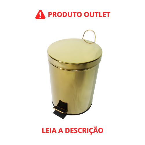 Lixeira Olivia Redonda Dourada em Aço Inox com Pedal OUTLET