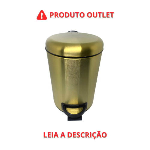 Lixeira Ártemis Redonda Dourada Fosca em Aço Inox com Pedal OUTLET