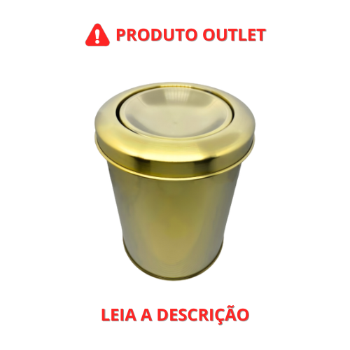 Lixeira Atena Redonda Dourada em Aço Inox com Tampa Basculante OUTLET