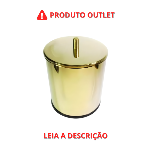 Lixeira Margot Redonda Dourada em Aço Inox com Tampa Pino OUTLET