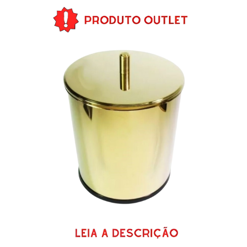 Lixeira Redonda Dourada Margot em Aço Inox com Tampa Pino OUTLET