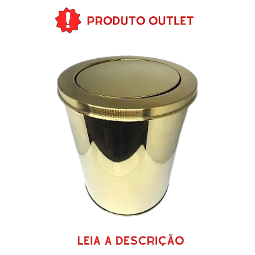 Lixeira Redonda Dourada Pandora em Aço Inox com Tampa Basculante OUTLET