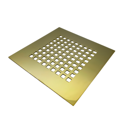 Ralo Hugo Quadrado Dourado em Aço Inox