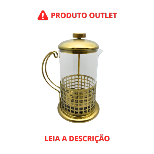 Cafeteira Prensa Francesa Melly Dourada em Vidro e Aço Inox OUTLET