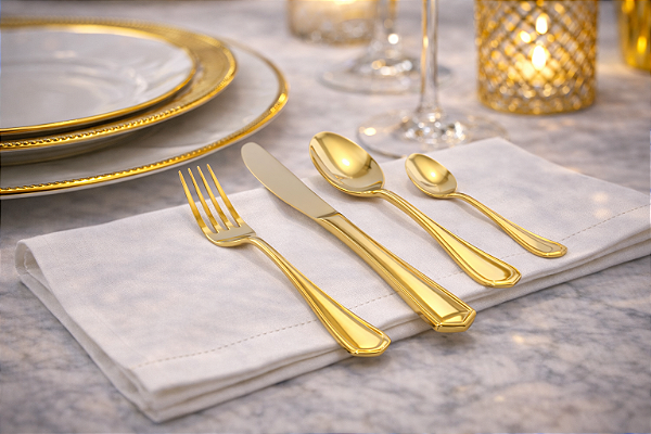 Faqueiro Victoria Dourado em Aço Inox