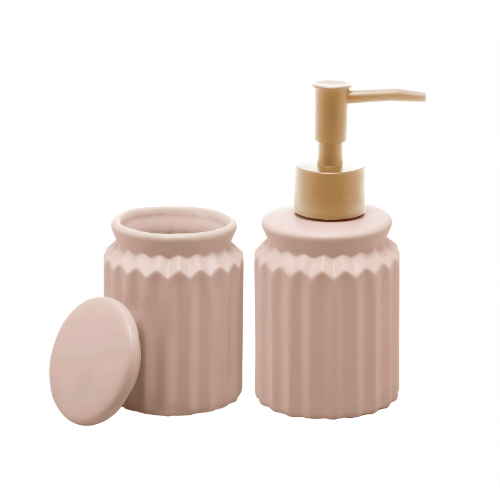 Conjunto Almond 2 peças Nude e Dourado em Cerâmica e Plástico