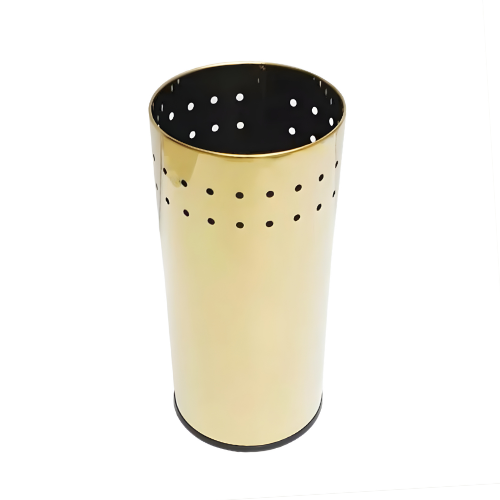 Porta Guarda-Chuva Memphis Redondo Dourado em Aço Inox e Plástico