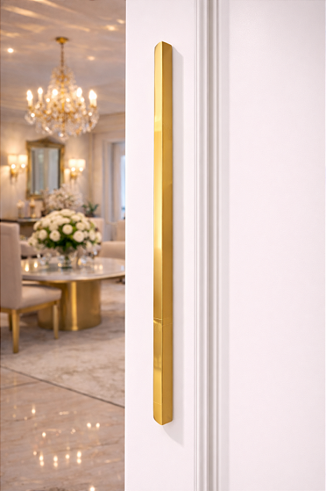 Puxador de Porta ou Box Múrcia Quadrado Dourado em Aço Inox