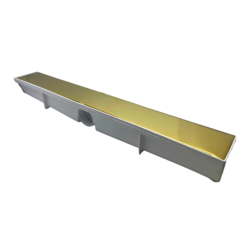 Ralo Geórgia Oculto Linear Dourado e Branco em Aço Inox e Plástico com Tampa