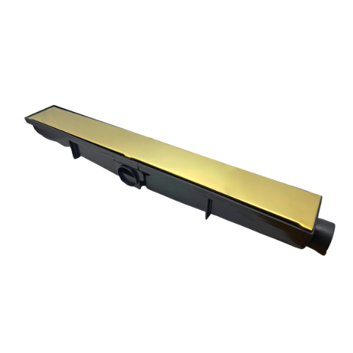 Ralo Ícaro Oculto Linear Dourado e Preto em Aço Inox e Plástico com Tampa
