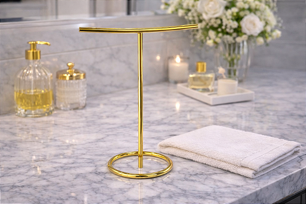 Toalheiro de Bancada Luigi Dourado em Aço Inox