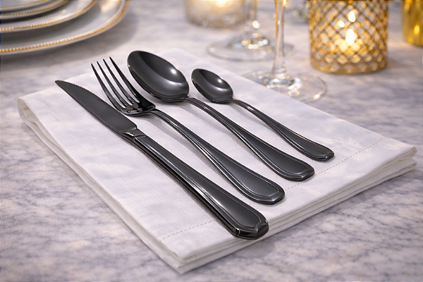 Faqueiro Victoria 24 peças Preto em Aço Inox