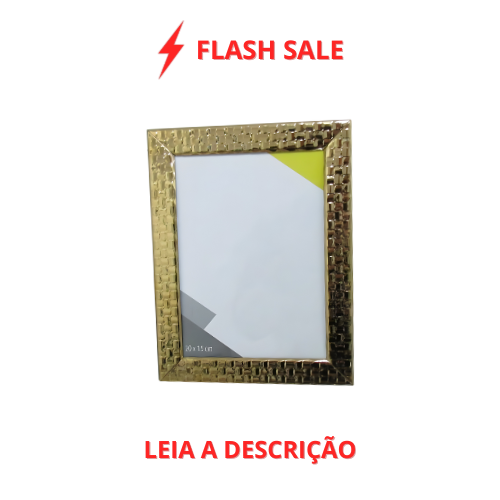 Porta-Retrato Lena Dourado em Vidro e Aço Inox 20cmx15cm