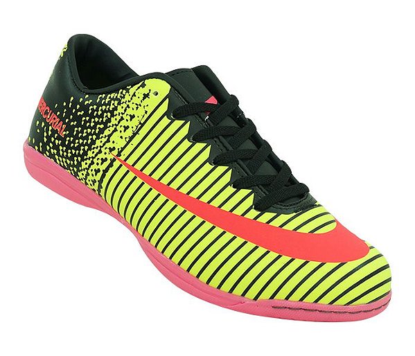Chuteira Futsal Nike Mercurial Vortex 3 Amarelo Limão e Rosa - Nitro Artigos Esportivos