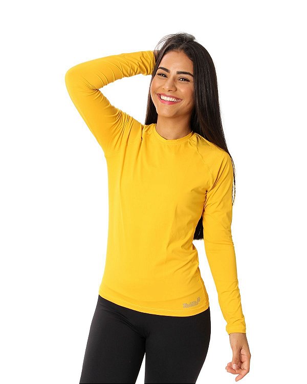 Camisa UV Ocean Feminina Amarelo Mostarda
