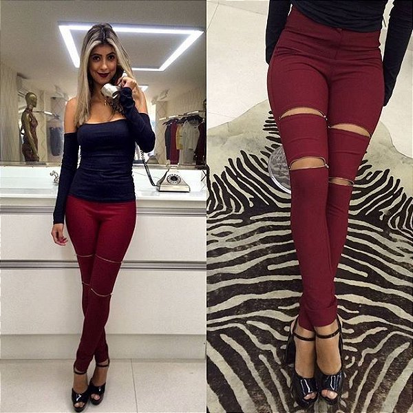 calça disco marsala