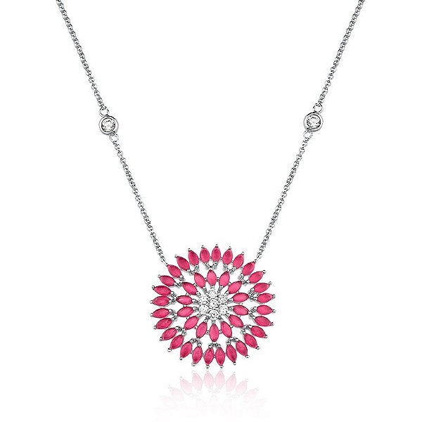 Colar De Prata Com Ródio Realeza Rubi – Joia em Prata 925 de Qualidade