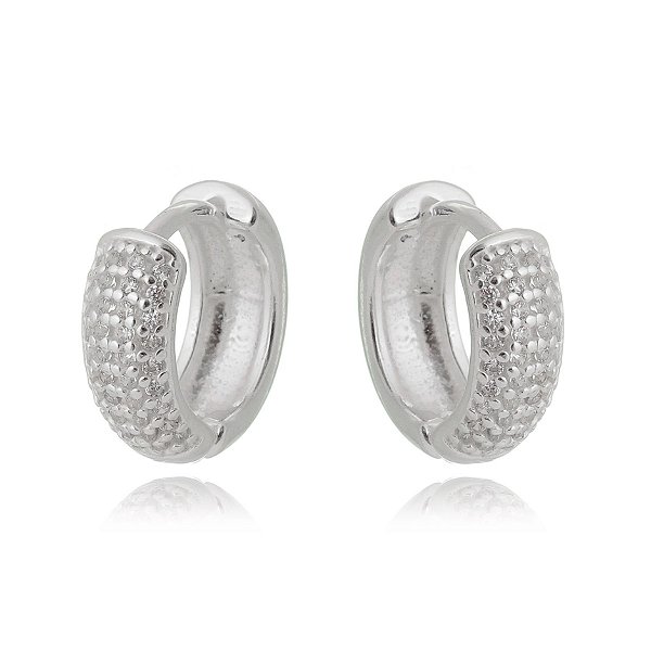 Argola De Prata Gordinha 5 Fileiras Micro Zircônias 1,2 Cm – Joia em Prata 925 de Qualidade