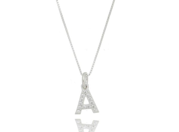 Colar De Prata Letra A Cravejado De Zircônias Cristais – Joia em Prata 925 de Qualidade
