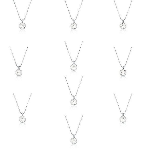 KIT 10 COLARES DE PRATA PONTO DE LUZ 5MM