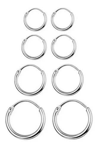 Mix Quatro Pares De Argolas Em Prata – Joia em Prata 925 de Qualidade