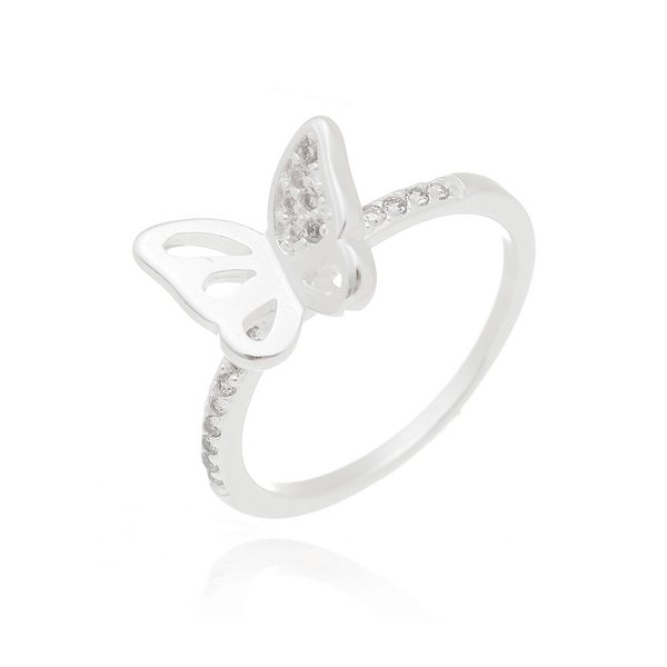 Anel De Prata Borboleta E Zircônias – Joia em Prata 925 de Qualidade