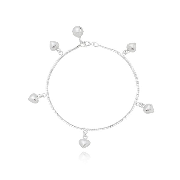 Pulseira De Prata Corações Cheio – Joia em Prata 925 de Qualidade