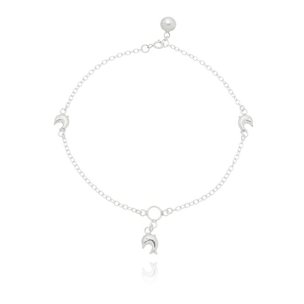 Tornozeleira De Prata Golfinhos – Joia em Prata 925 de Qualidade