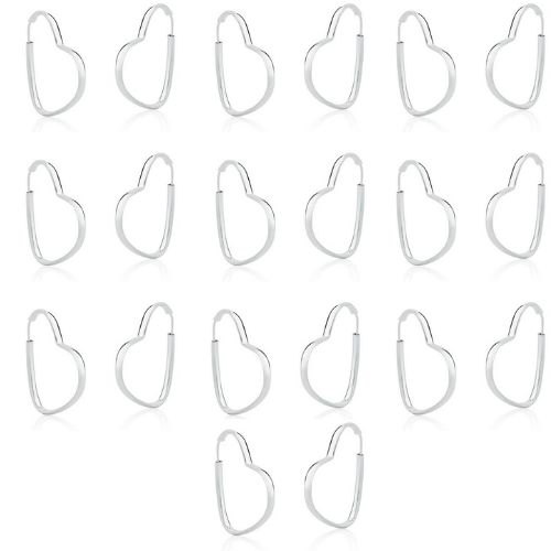 KIT 10 ARGOLA DE PRATA CORAÇÃO MEIA CANA 2,5 CM