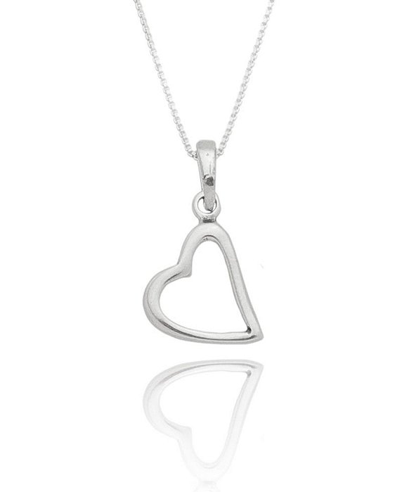 Colar De Prata Coração Vazado – Joia em Prata 925 de Qualidade