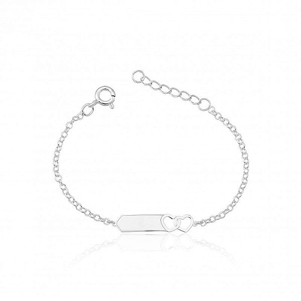 Pulseira De Prata Infantil Coração Duplo – Joia em Prata 925 de Qualidade