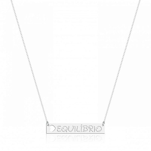 Colar De Prata Placa Equilibrio – Joia em Prata 925 de Qualidade