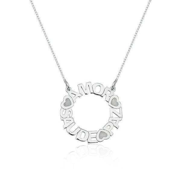 Colar De Prata Mandala Amor, Paz E Saúde – Joia em Prata 925 de Qualidade