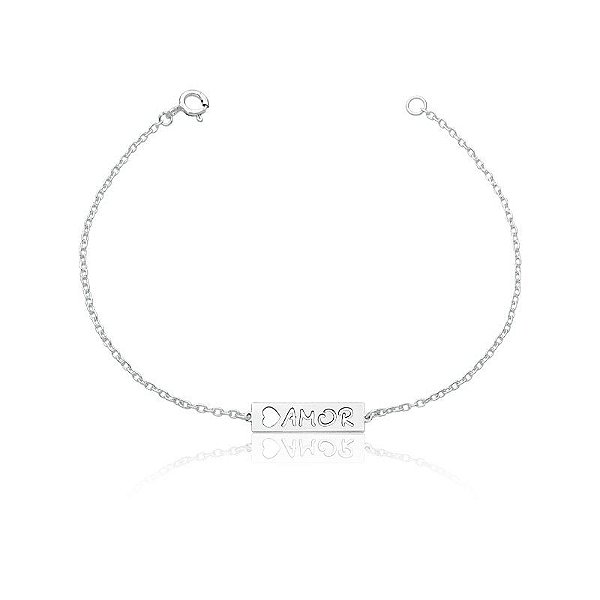 Pulseira De Prata Placa Amor – Joia em Prata 925 de Qualidade