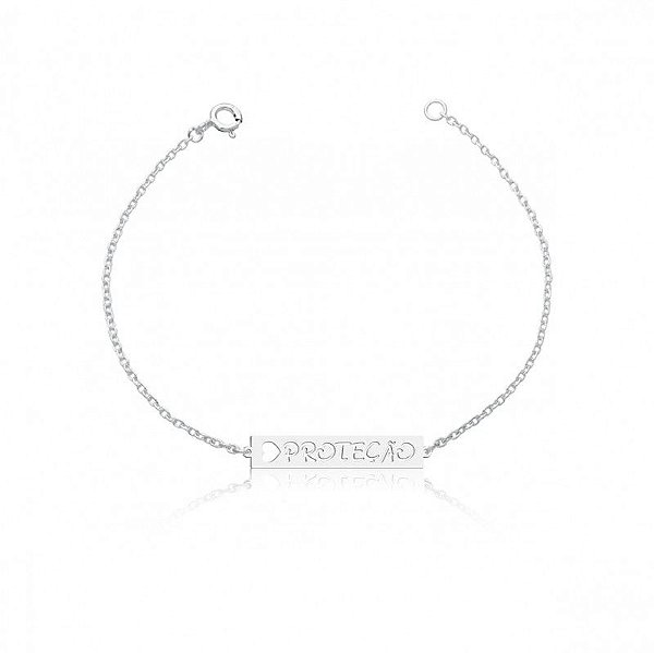Pulseira De Prata Placa Proteção – Joia em Prata 925 de Qualidade