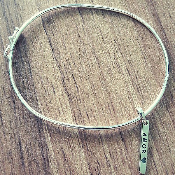 Bracelete De Prata Plaquinha Amor Coração – Joia em Prata 925 de Qualidade