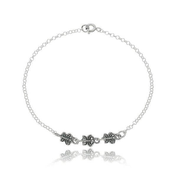 Pulseira De Prata Bali Trio De Borboletinhas – Joia em Prata 925 de Qualidade