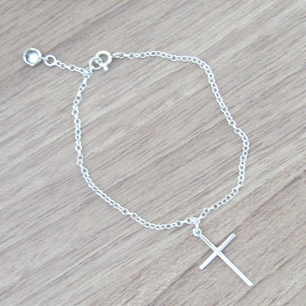 Pulseira Prata Cruz Com Ponto De Luz – Joia em Prata 925 de Qualidade