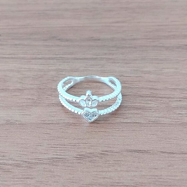 Anel De Prata Coração Coroado – Joia em Prata 925 de Qualidade