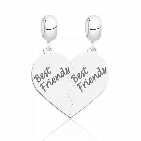 Berloque De Prata Coração Best Friends – Joia em Prata 925 de Qualidade