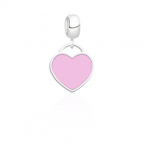 Berloque De Prata Coração Rosa – Joia em Prata 925 de Qualidade