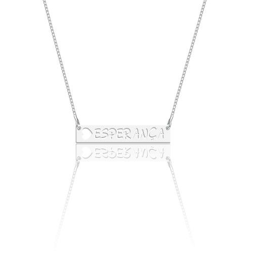 Colar De Prata Placa Esperança – Joia em Prata 925 de Qualidade